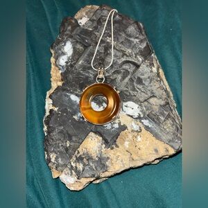 Vintage Carnelian Circle Pendant • 925 Sterling Silver • 18” Chain • Grounding